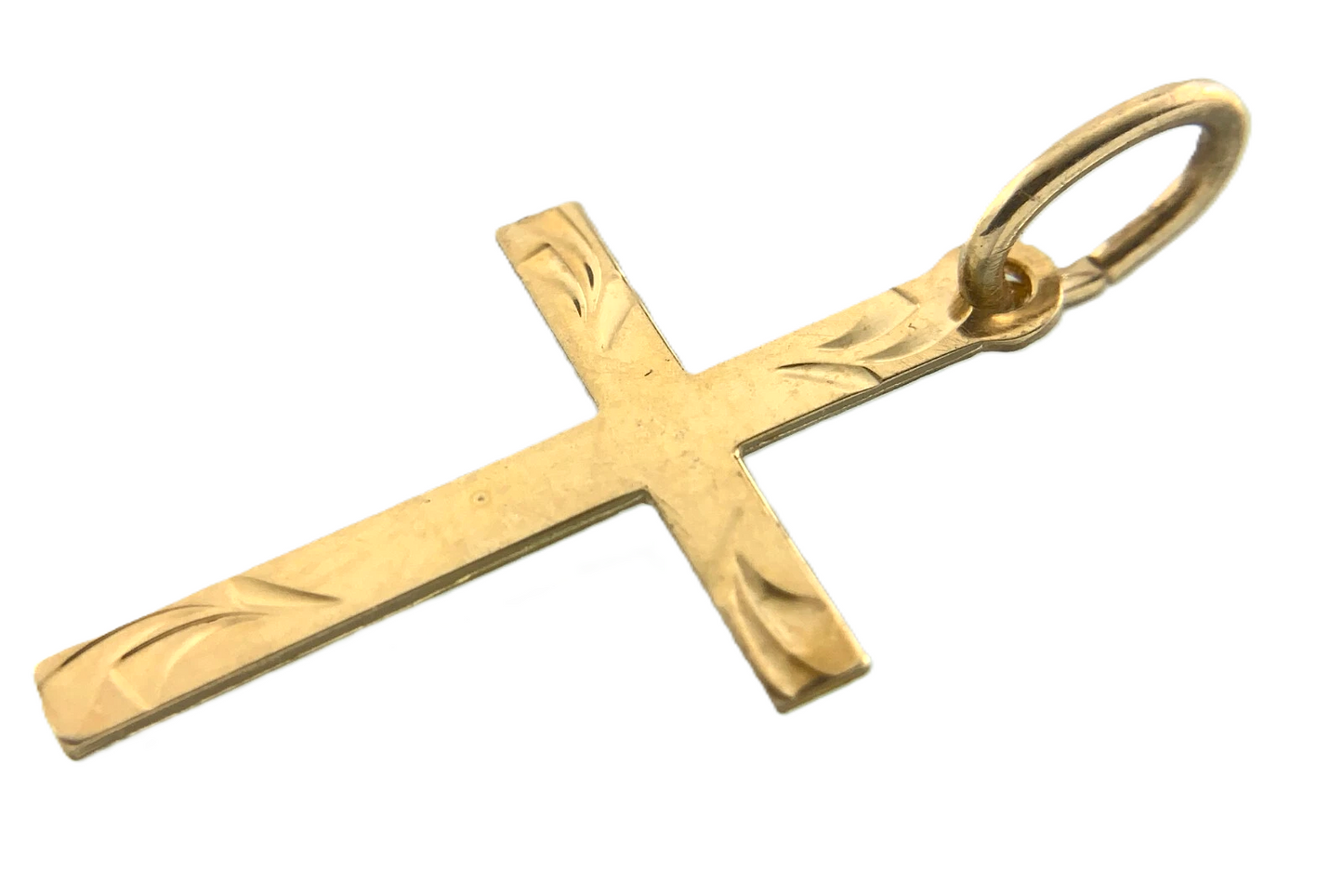Cross Pendant 14K Yellow Gold Elegant Religious Charm AU031