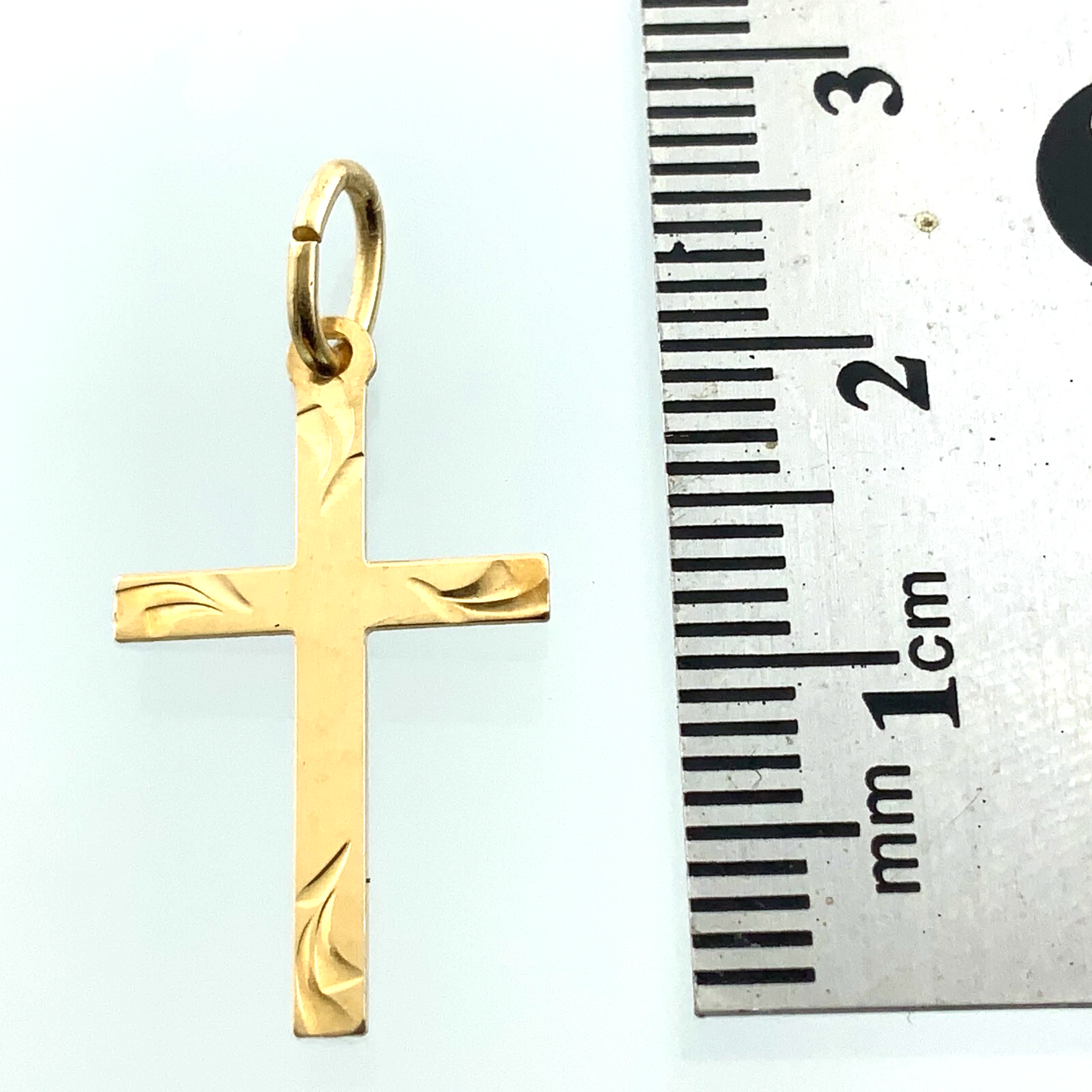 Cross Pendant 14K Yellow Gold Elegant Religious Charm AU031