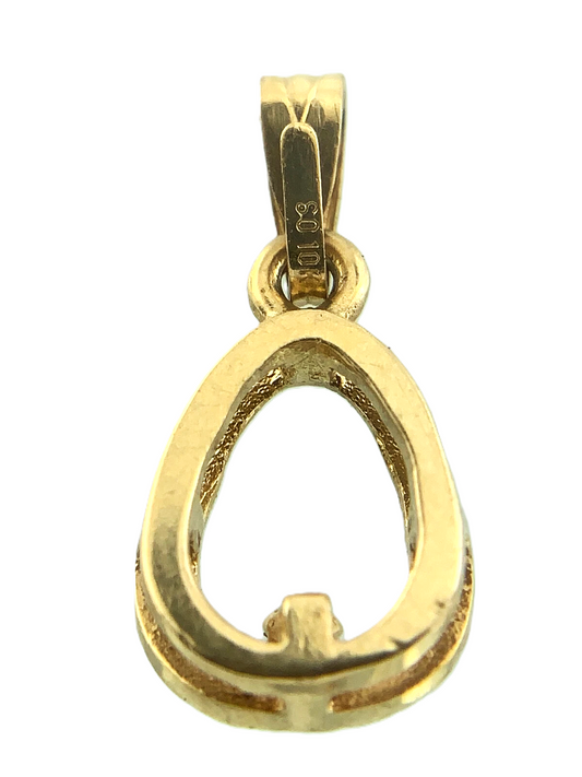 10K Yellow Gold Elegant Teardrop Pendant Charm AU034