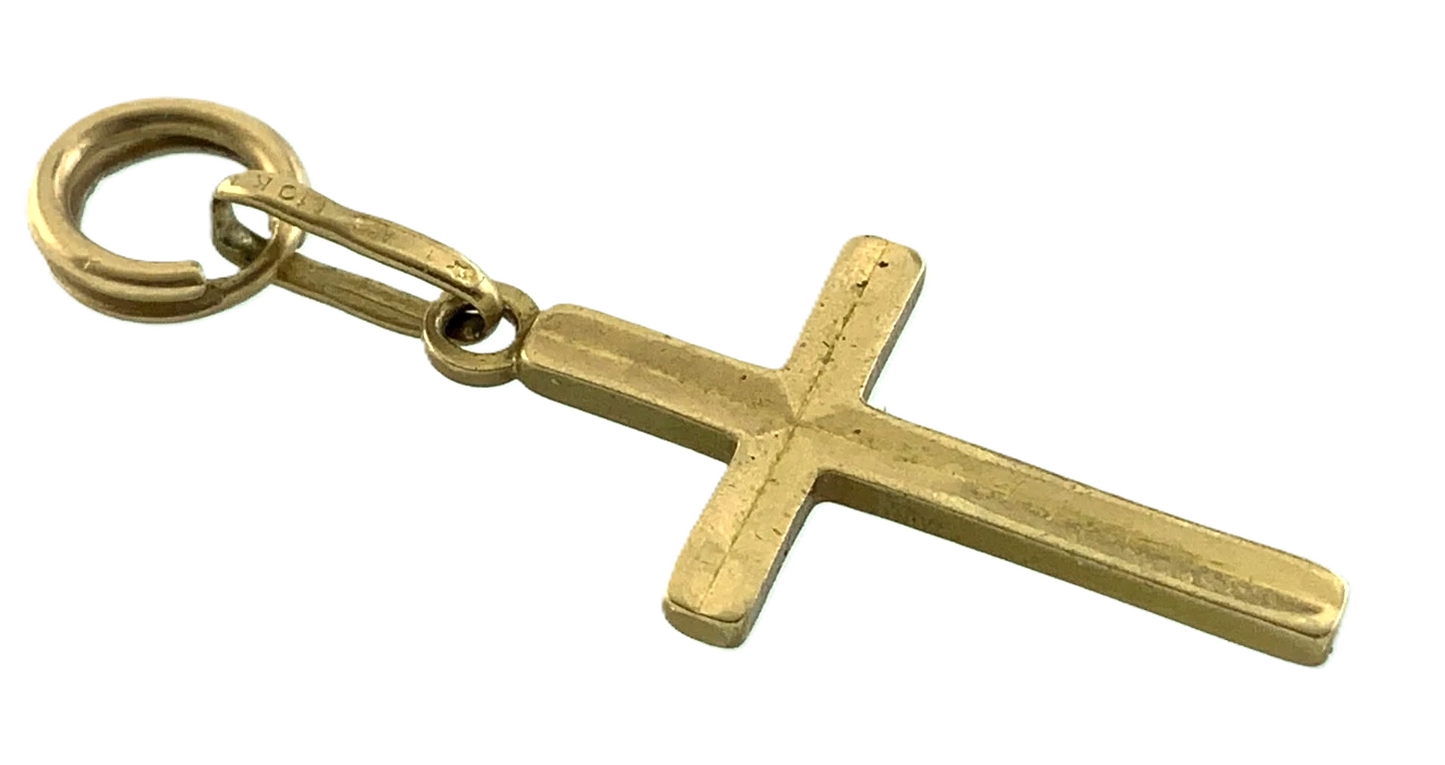 Cross Pendant 10K Yellow Gold Elegant Religious Charm AU038