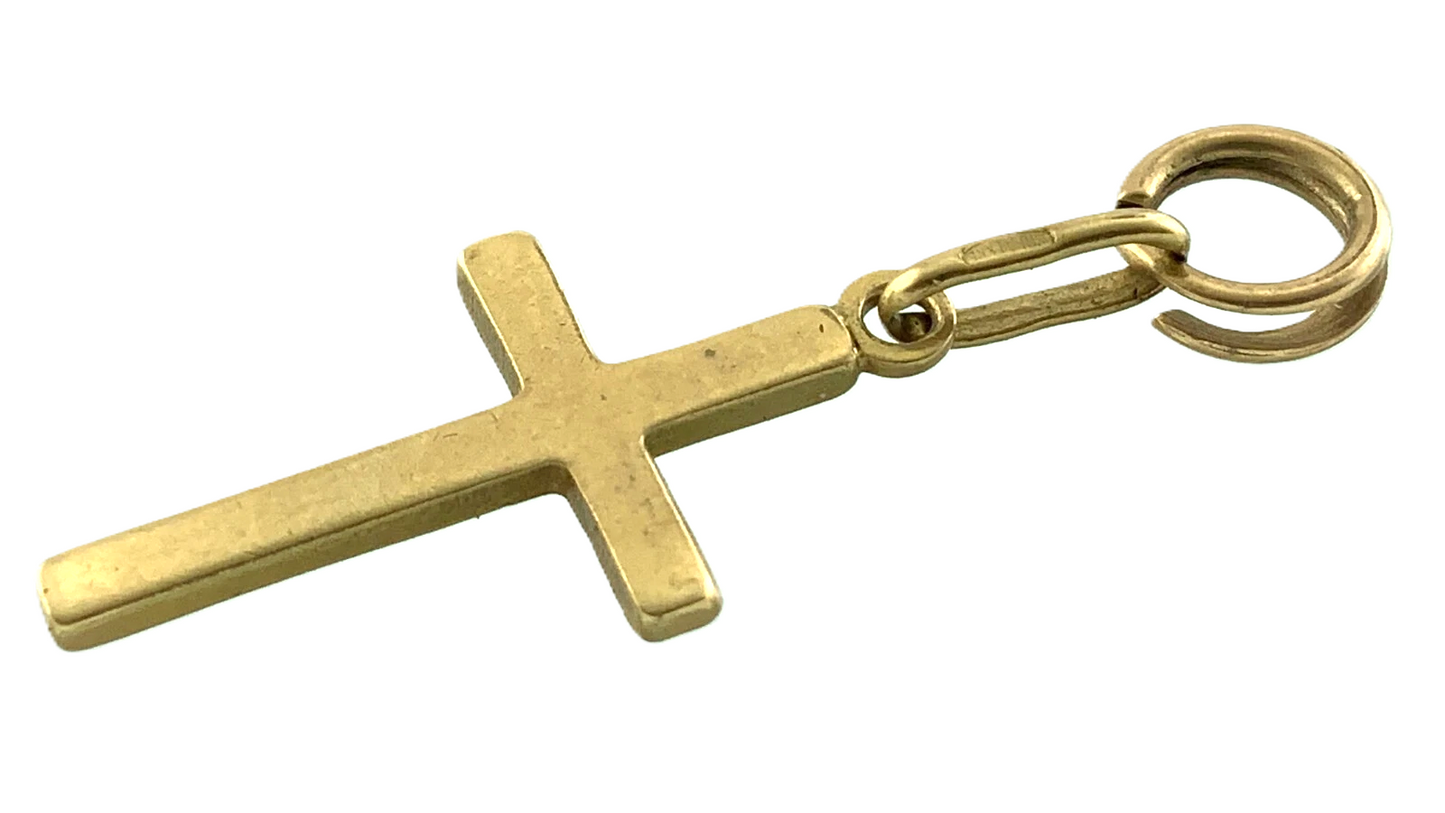 Cross Pendant 10K Yellow Gold Elegant Religious Charm AU038