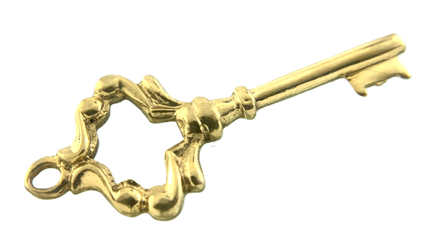 10K Yellow Gold Key Pendant Key To My Heart Charm AU044