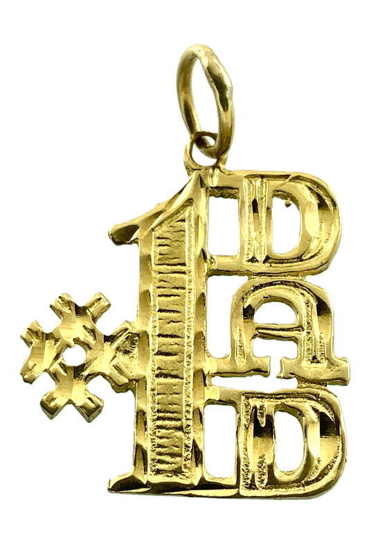10K Yellow Gold #1 DAD Pendant Great Gift For Father Birthday Charm AU046