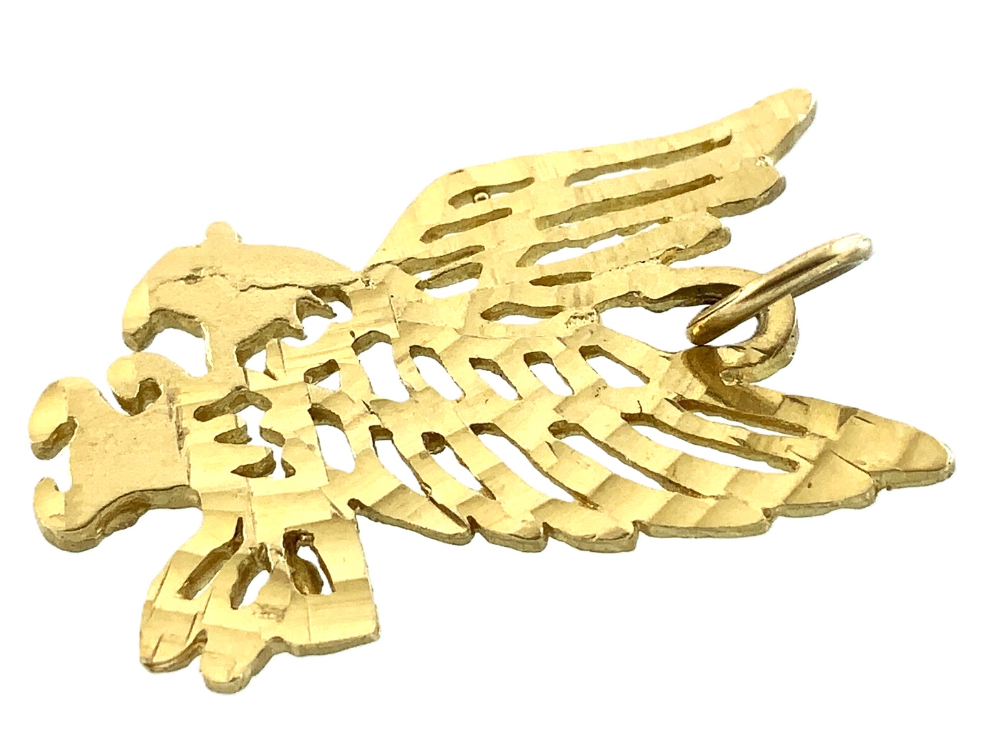 10K Yellow Gold Flying Eagle Pendant Charm AU057