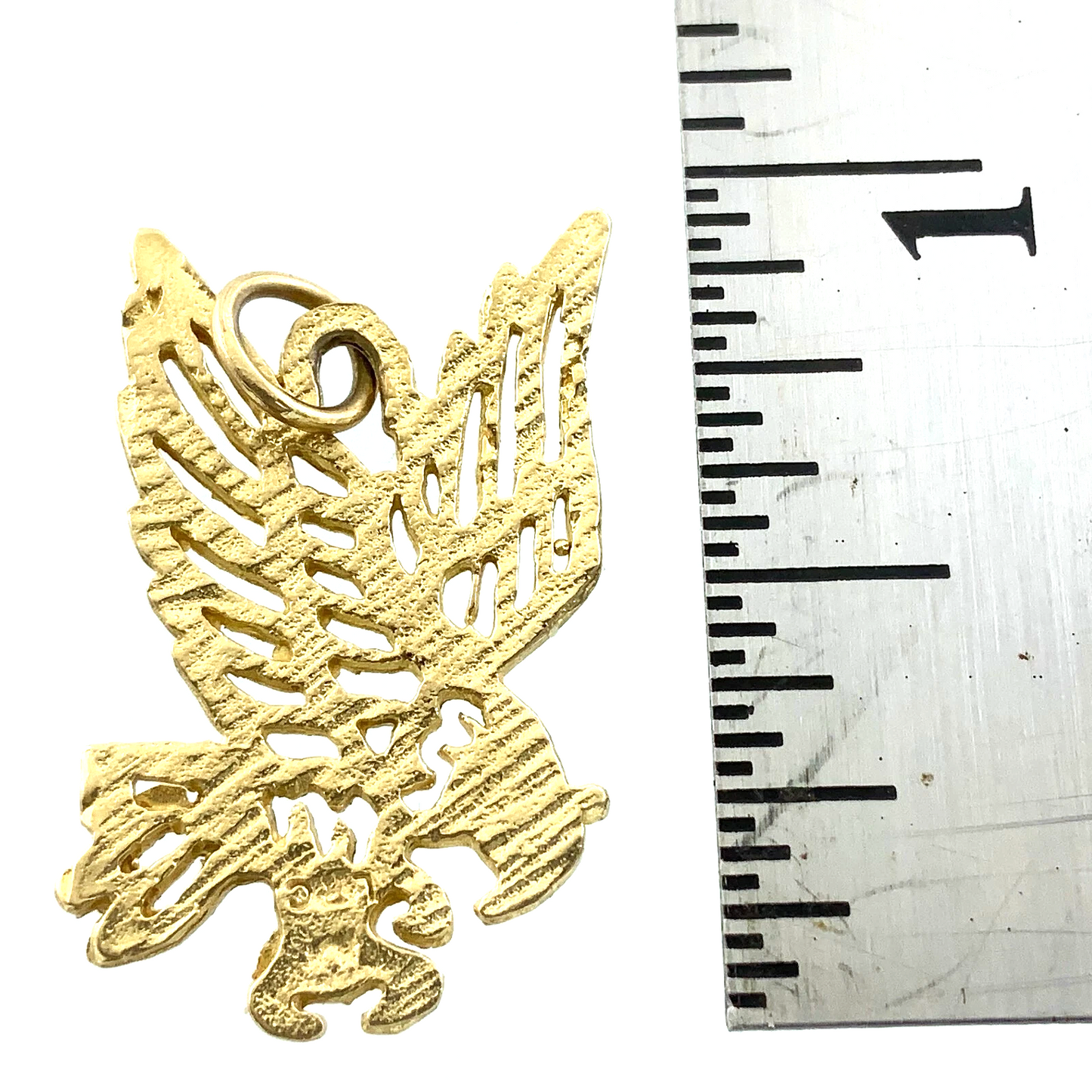 10K Yellow Gold Flying Eagle Pendant Charm AU057