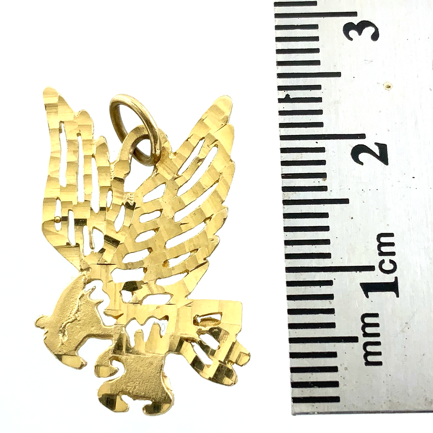 10K Yellow Gold Flying Eagle Pendant Charm AU057