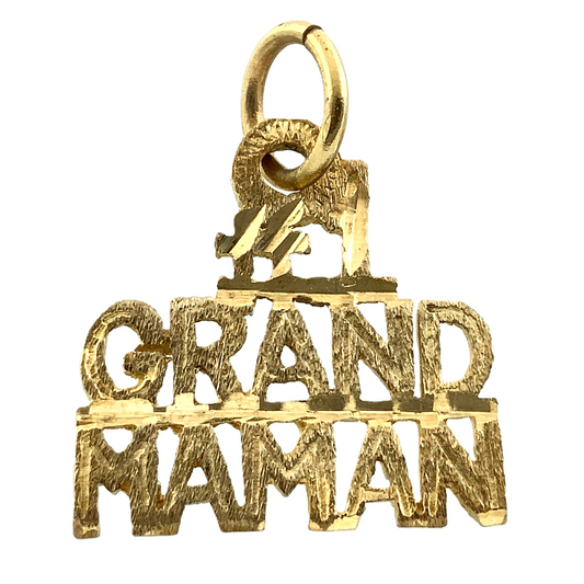 #1 Grand Maman 10K Yellow Gold Pendant Gift For Grandma Charm AU058