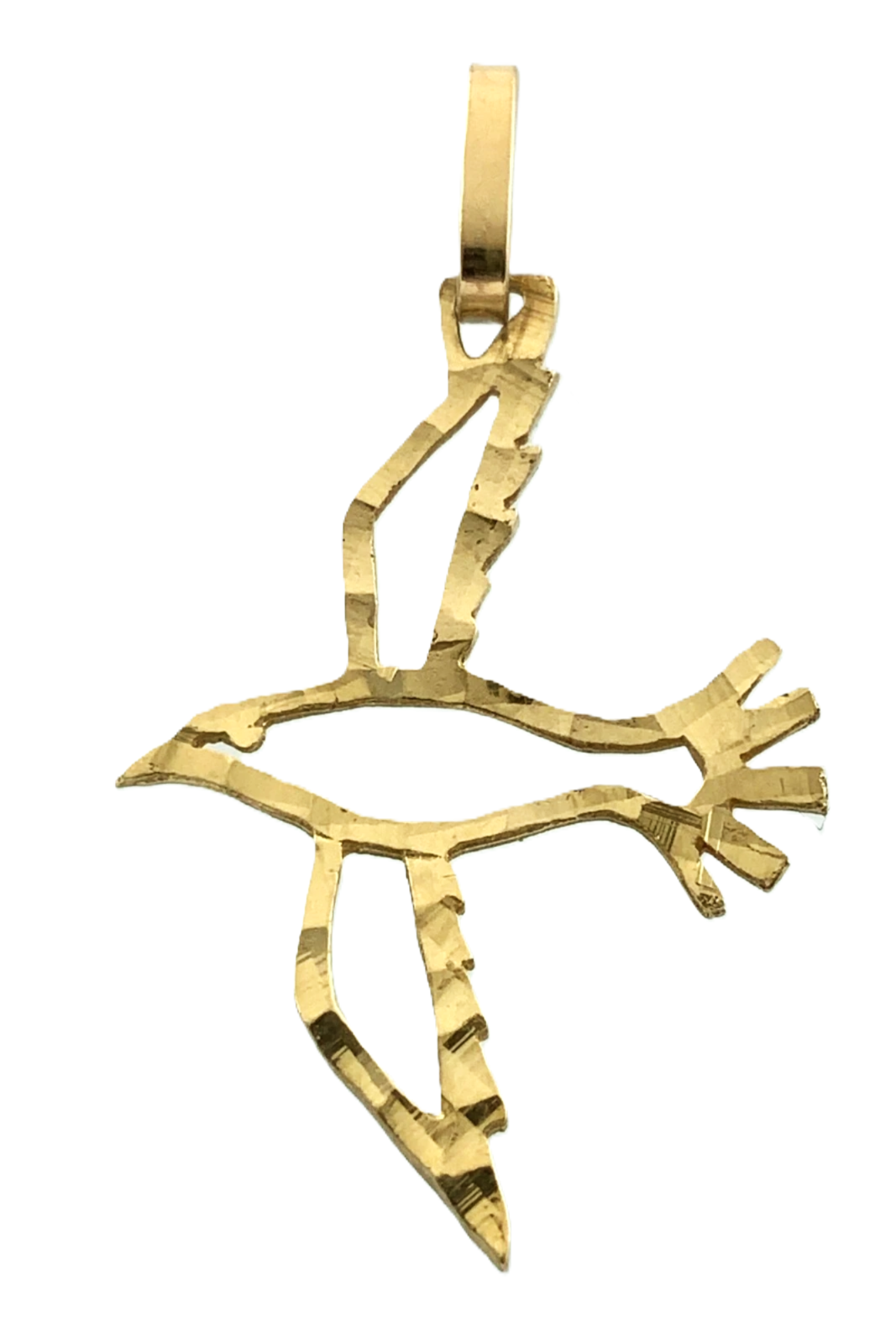 Dove 10K Yellow Gold Pendant Lovely Flying Bird Charm AU059