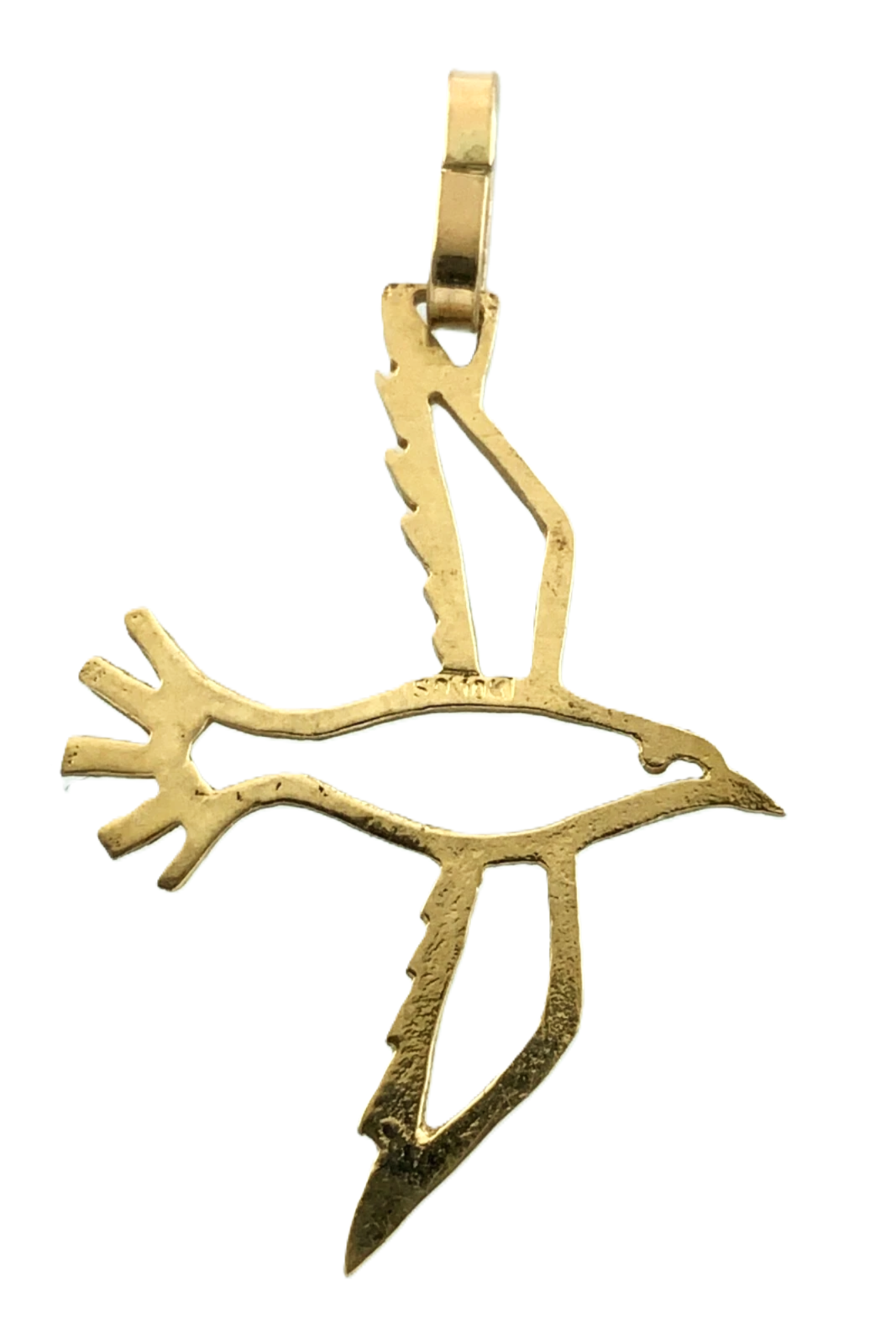 Dove 10K Yellow Gold Pendant Lovely Flying Bird Charm AU059