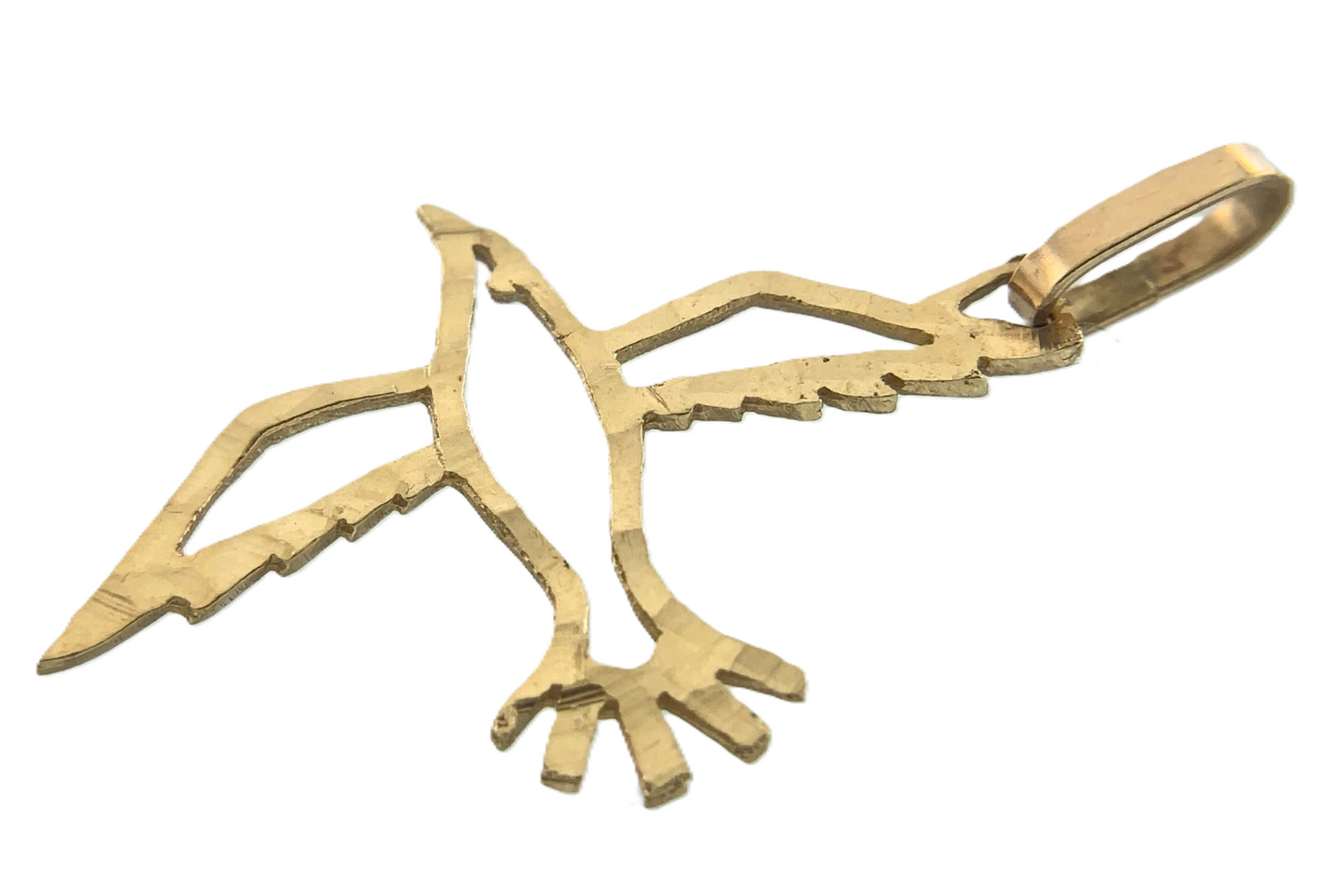 Dove 10K Yellow Gold Pendant Lovely Flying Bird Charm AU059