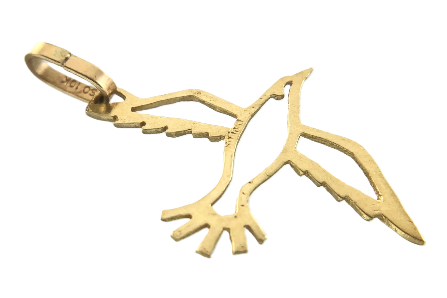 Dove 10K Yellow Gold Pendant Lovely Flying Bird Charm AU059