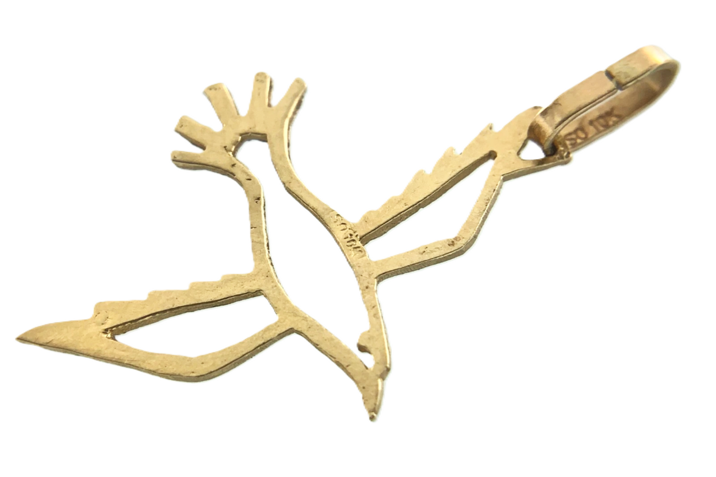 Dove 10K Yellow Gold Pendant Lovely Flying Bird Charm AU059