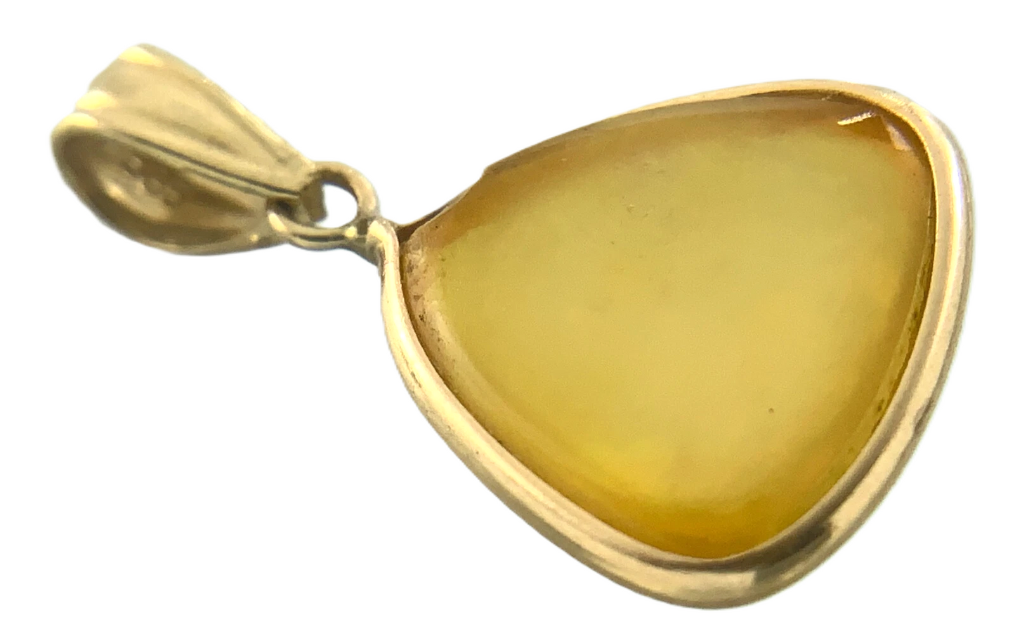 14K Yellow Gold Organic Shape Pendant Yellow Natural Stone Charm AU061