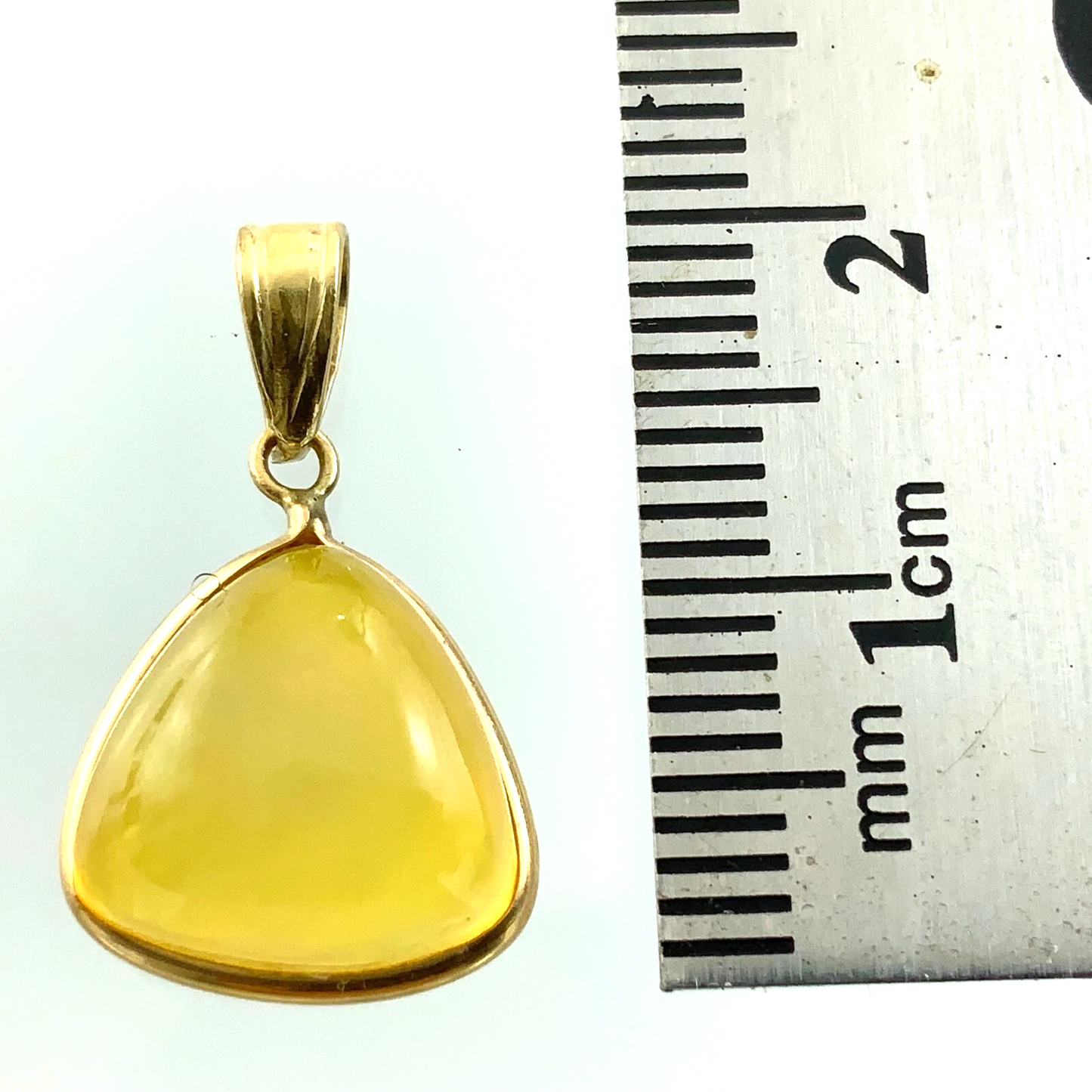 14K Yellow Gold Organic Shape Pendant Yellow Natural Stone Charm AU061