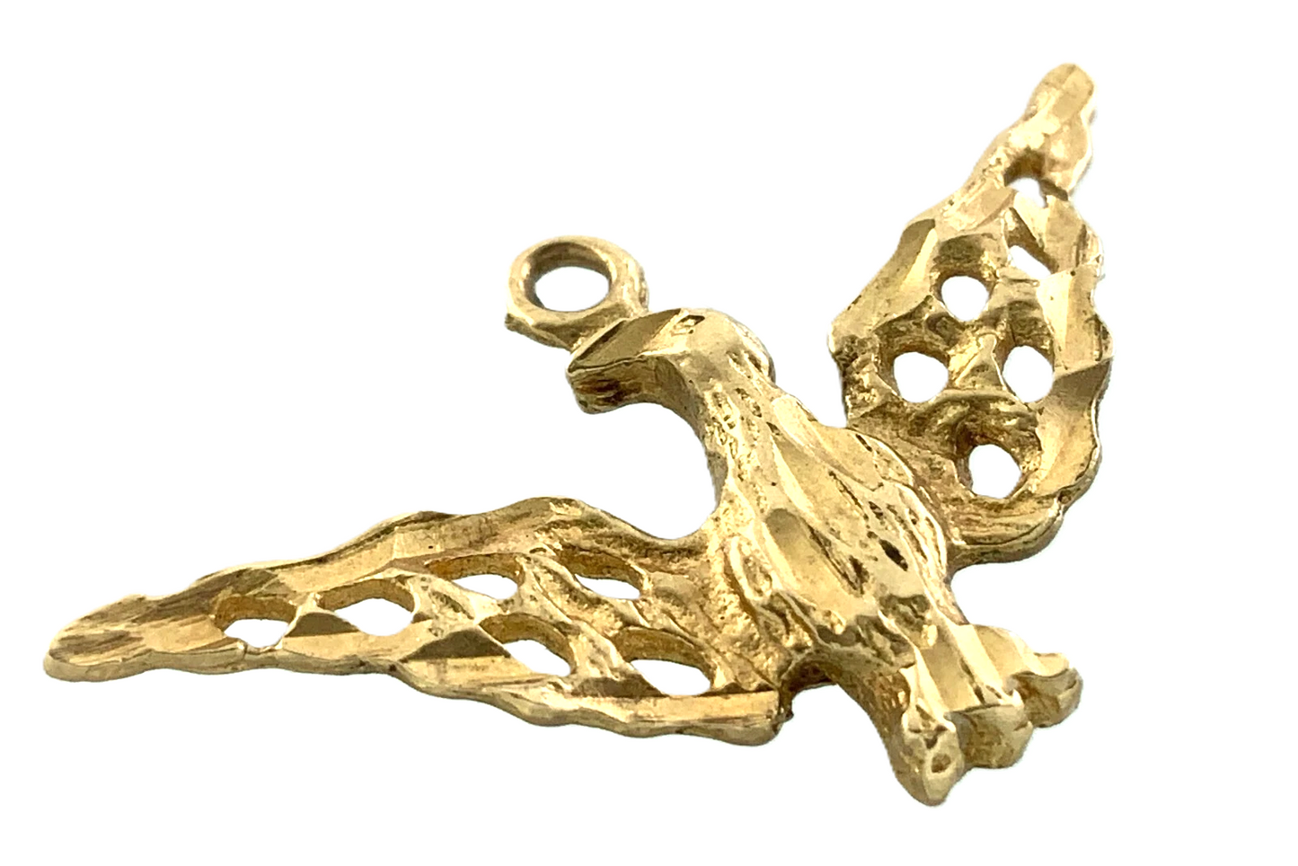 10K Yellow Gold Flying Eagle Pendant Bird Charm AU063