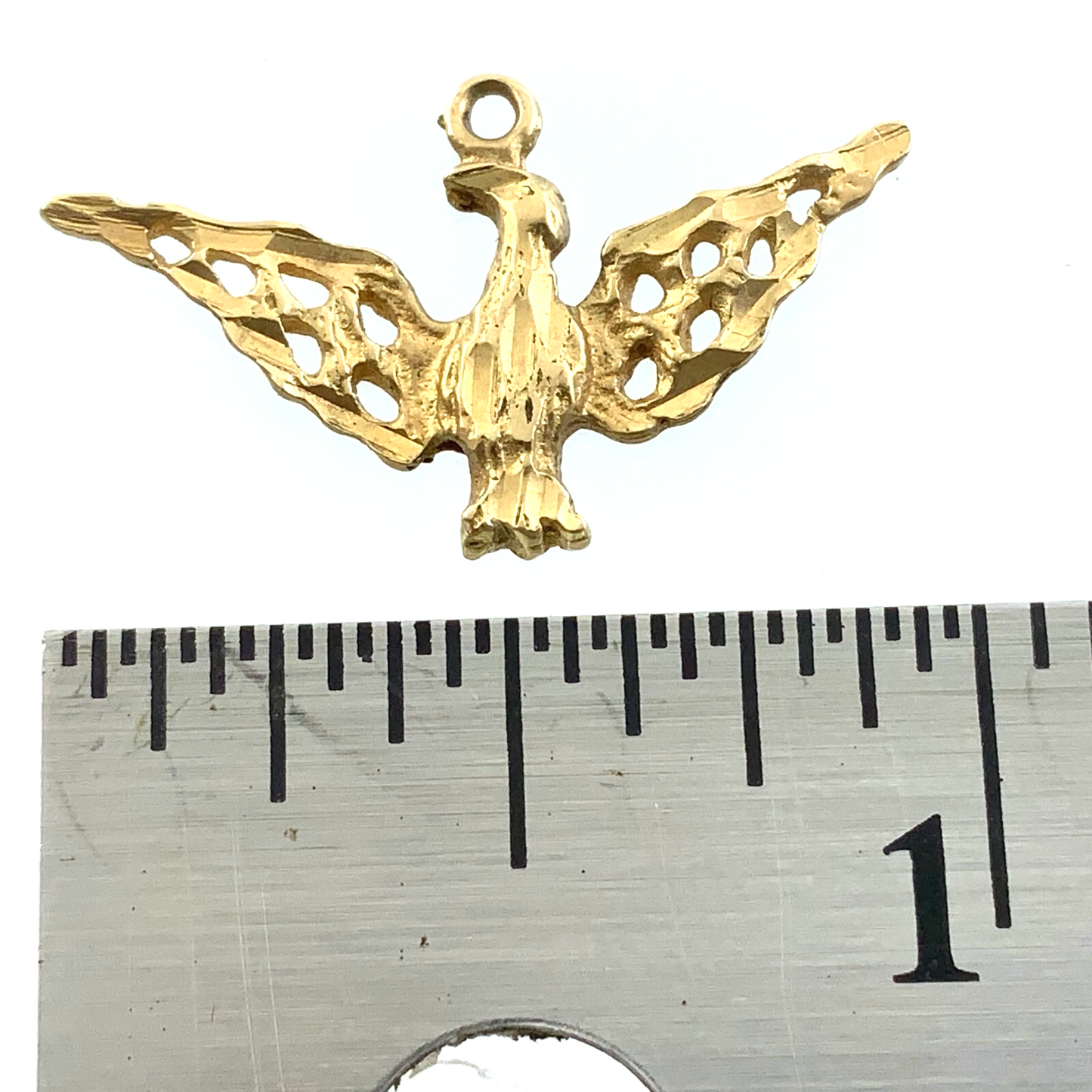 10K Yellow Gold Flying Eagle Pendant Bird Charm AU063