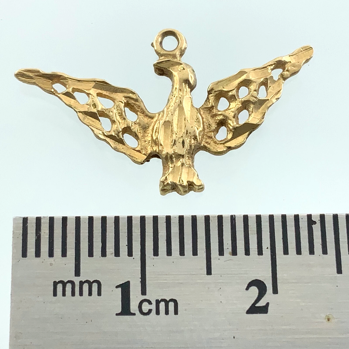 10K Yellow Gold Flying Eagle Pendant Bird Charm AU063