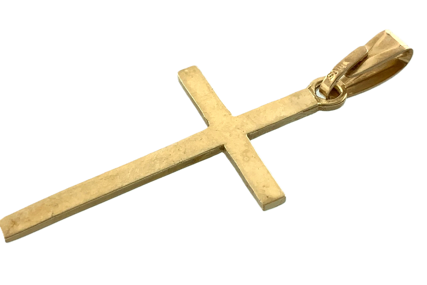 10K Yellow Gold Cross Pendant Simple Religious Charm AU067