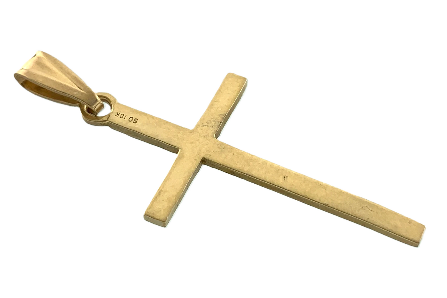 10K Yellow Gold Cross Pendant Simple Religious Charm AU067