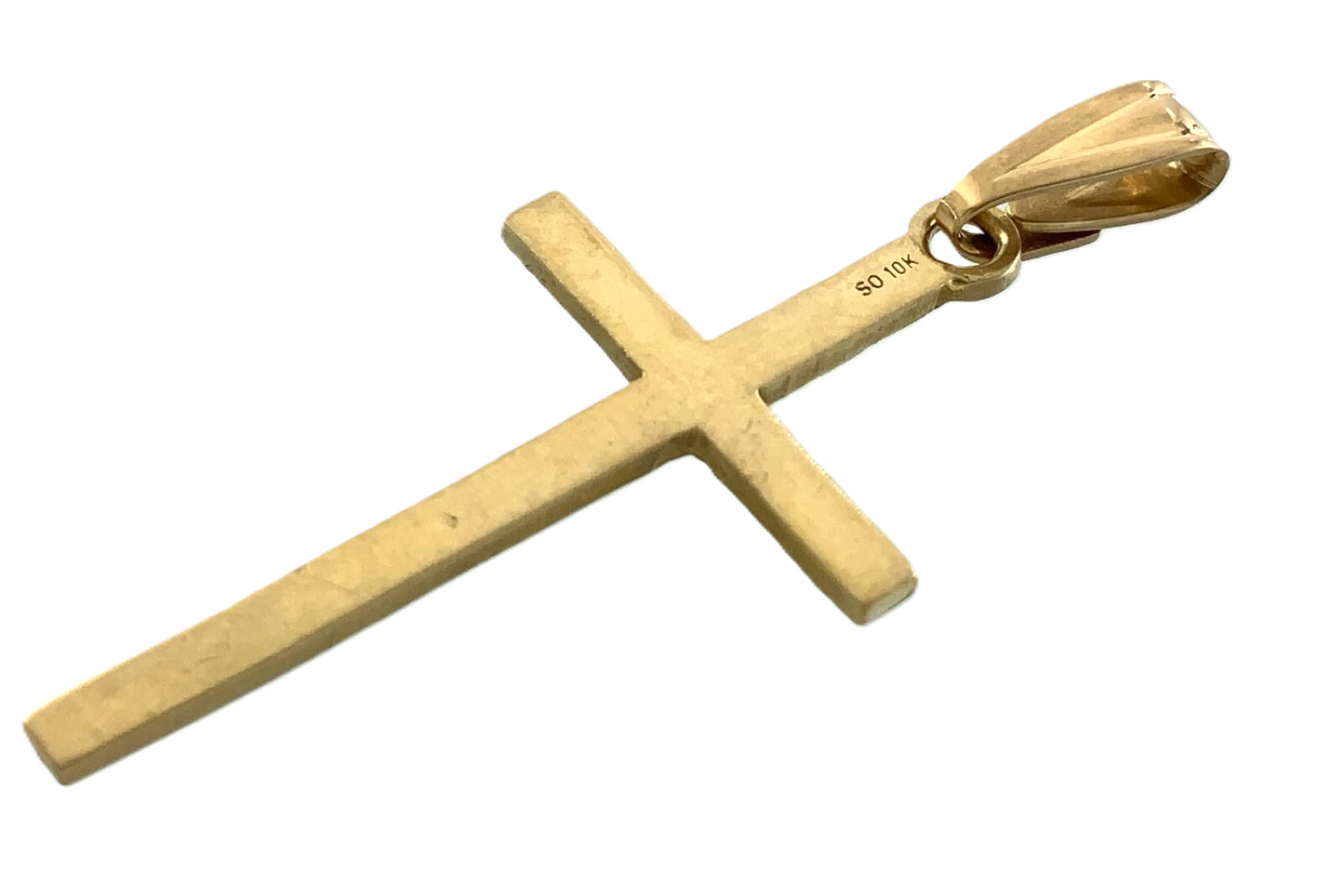 10K Yellow Gold Cross Pendant Simple Religious Charm AU067