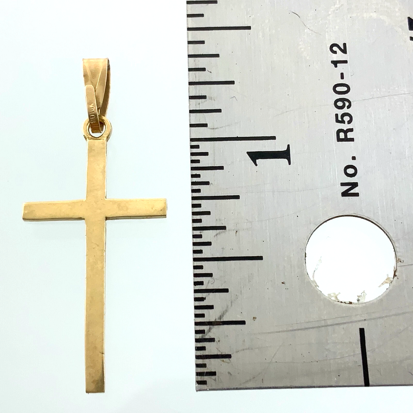 10K Yellow Gold Cross Pendant Simple Religious Charm AU067