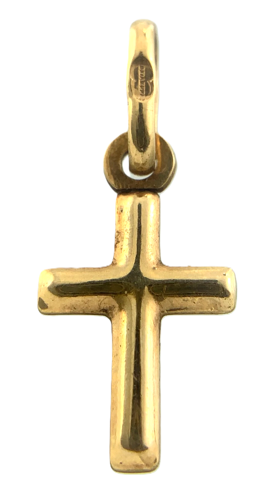 10K Yellow Gold Cross Pendant Simple Religious Charm AU069