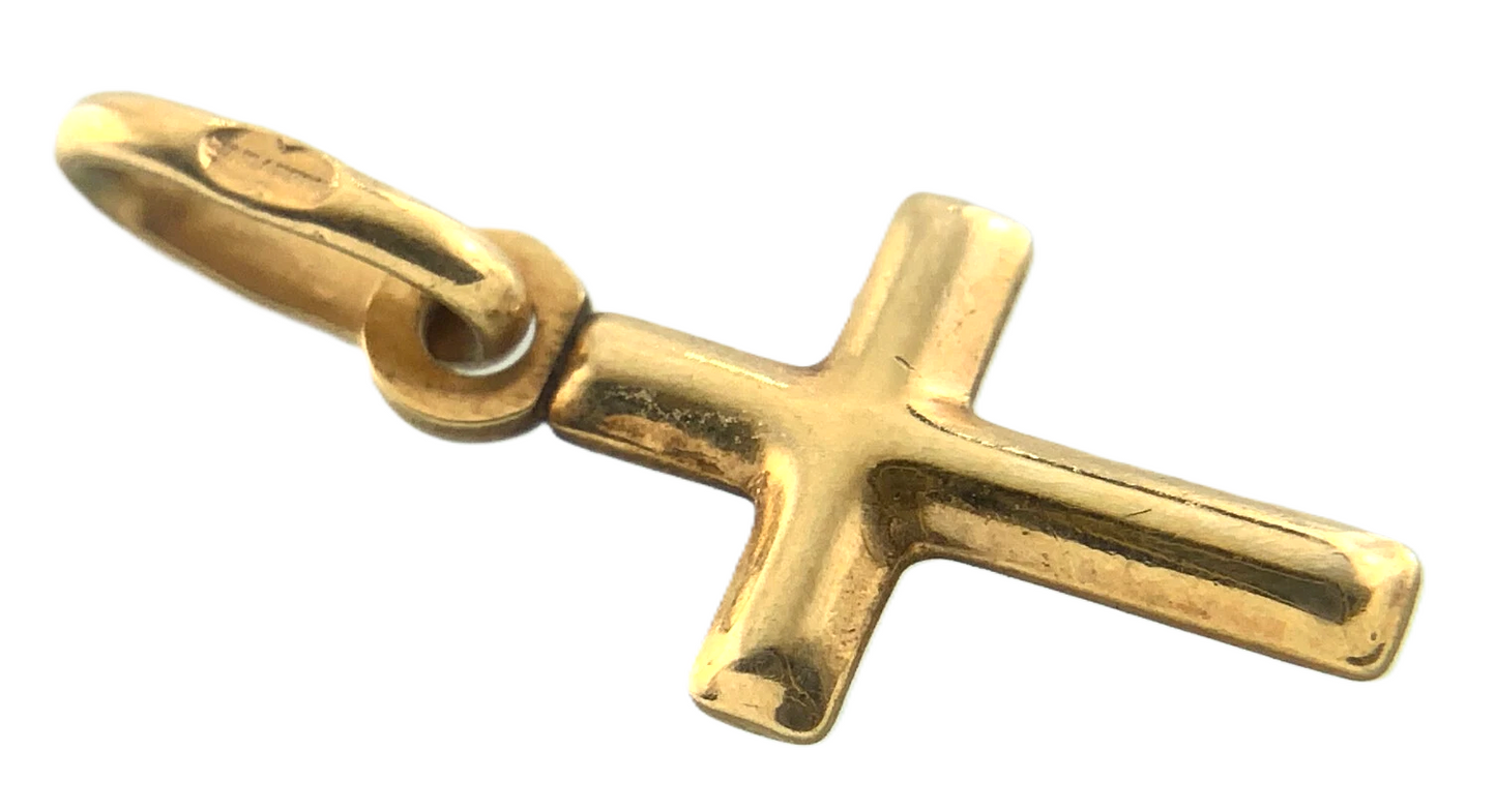 10K Yellow Gold Cross Pendant Simple Religious Charm AU069