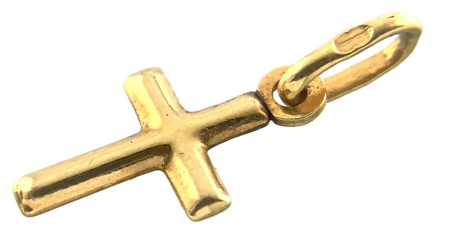 10K Yellow Gold Cross Pendant Simple Religious Charm AU069