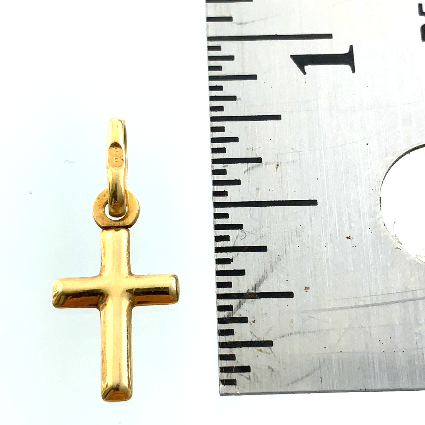 10K Yellow Gold Cross Pendant Simple Religious Charm AU069