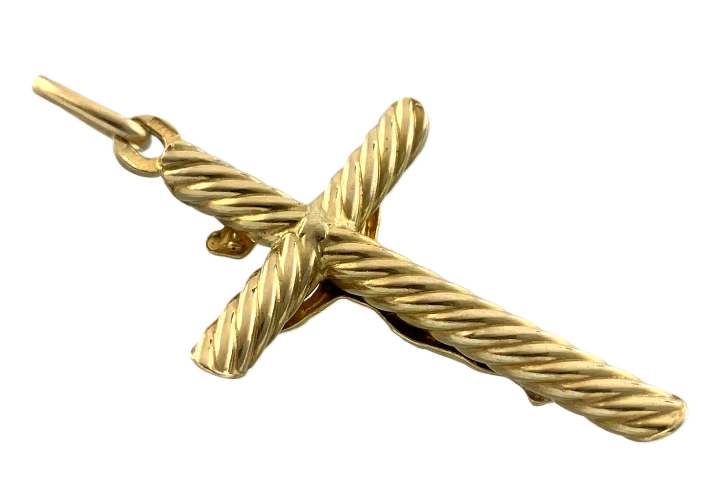 10K Yellow Gold Crucifix Pendant Jesus On The Cross Religious Charm AU070