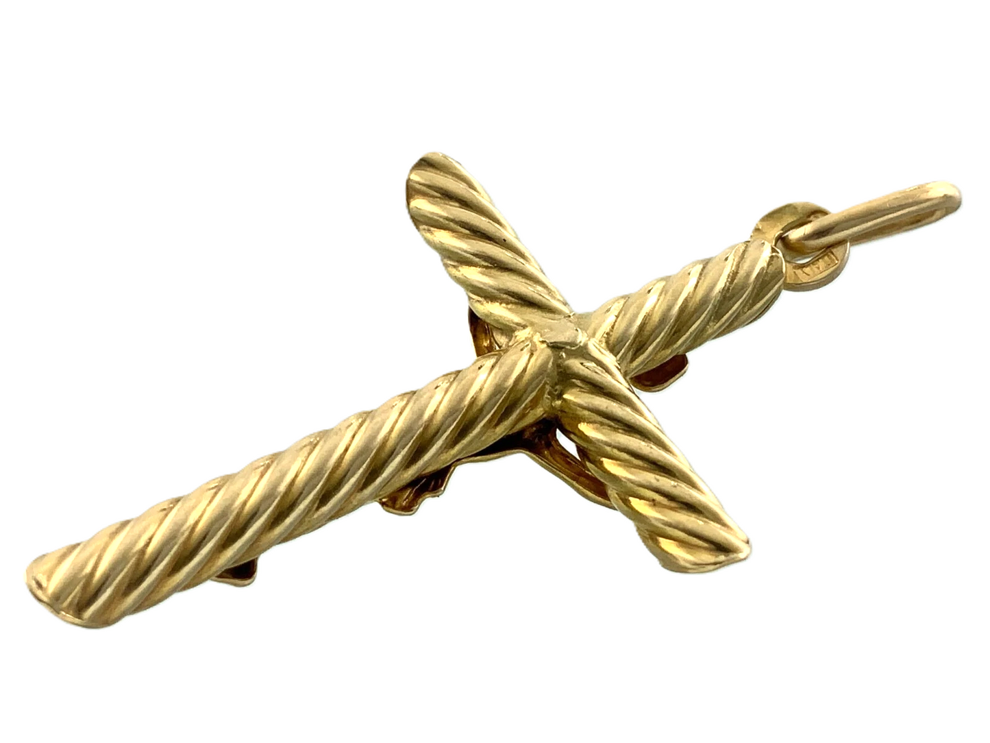 10K Yellow Gold Crucifix Pendant Jesus On The Cross Religious Charm AU070