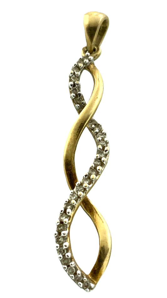 10K Yellow Gold DNA Spiral Twist Pendant Charm JWBR AU077