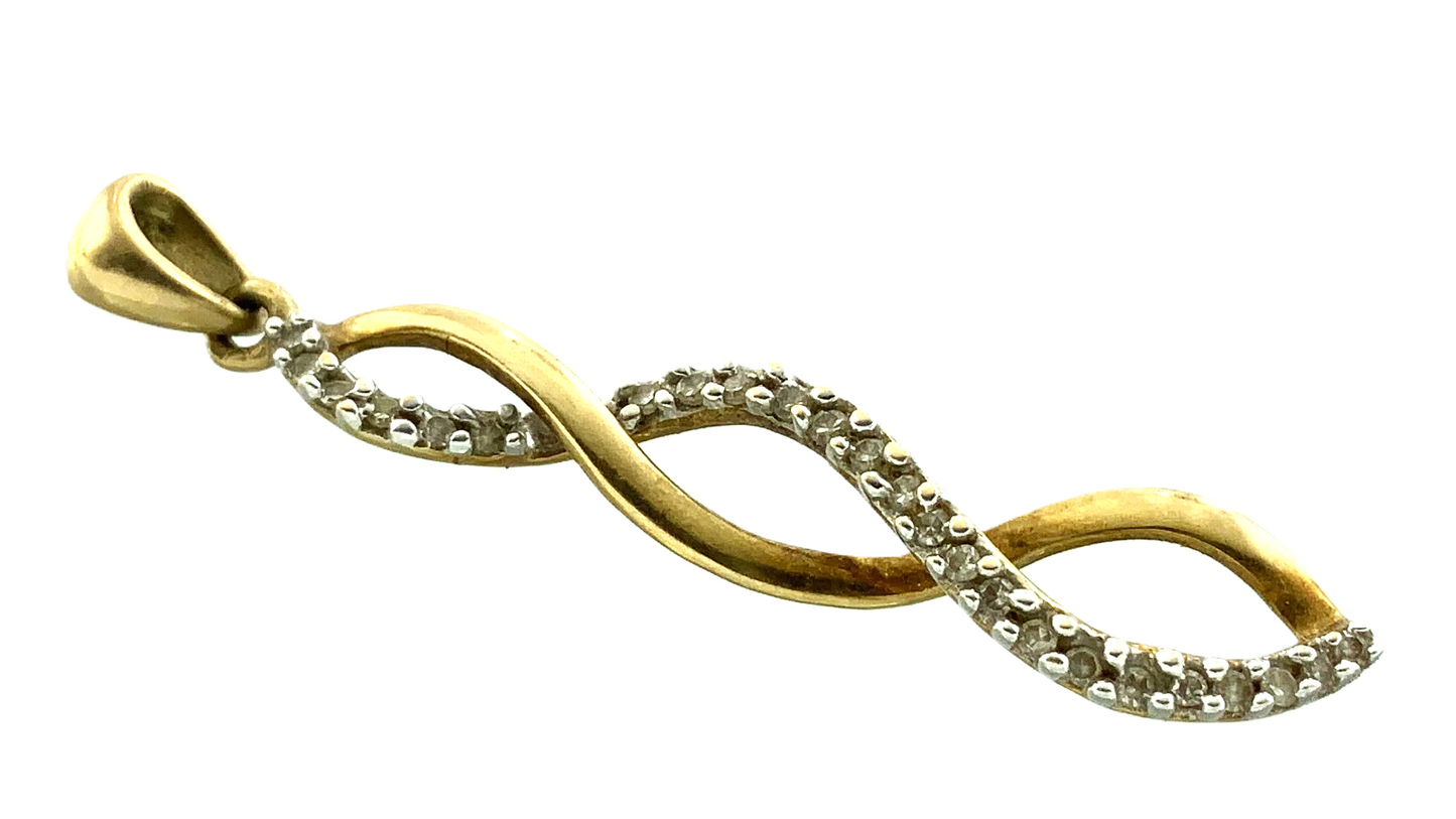 10K Yellow Gold DNA Spiral Twist Pendant Charm JWBR AU077