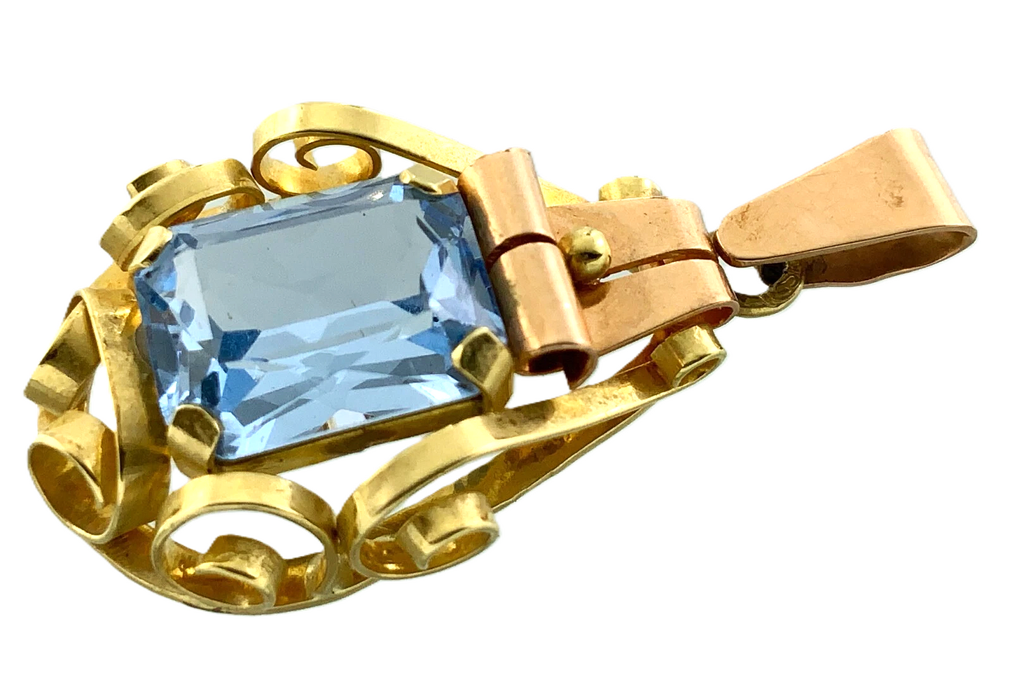 Beautiful Vintage Art Deco Pendant 14K Yellow Gold December Birthstone AU078