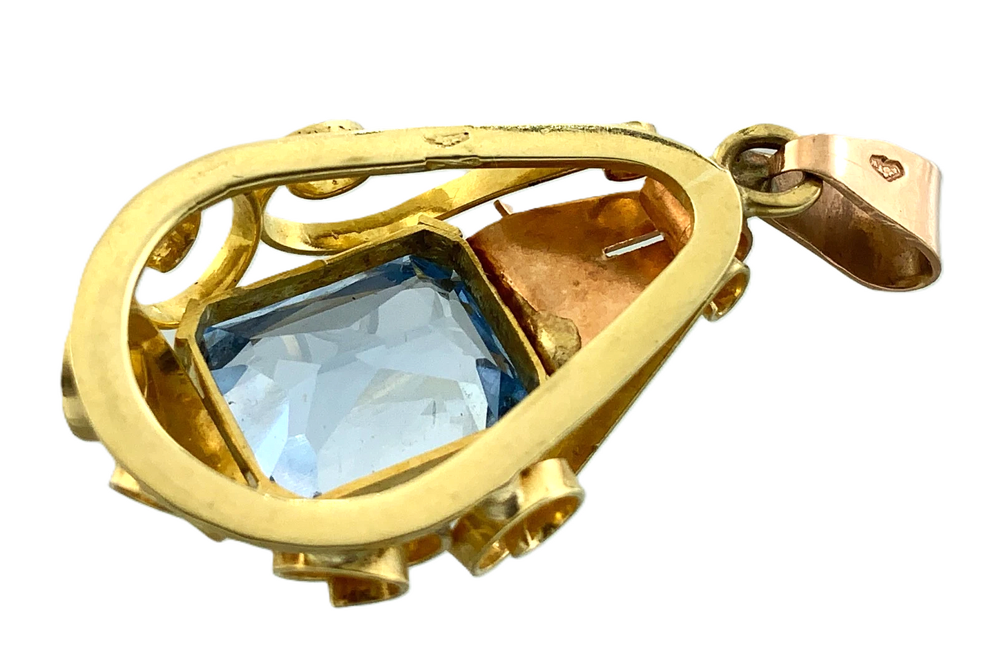 Beautiful Vintage Art Deco Pendant 14K Yellow Gold December Birthstone AU078