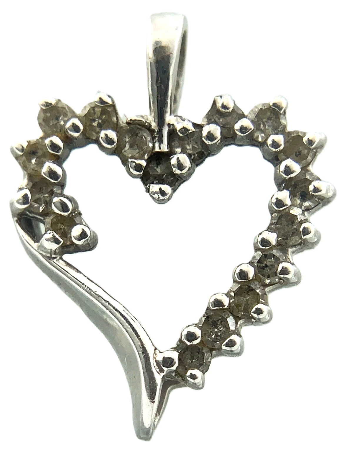 10K White Gold Heart Pendant Symbol of Love Charm AU082