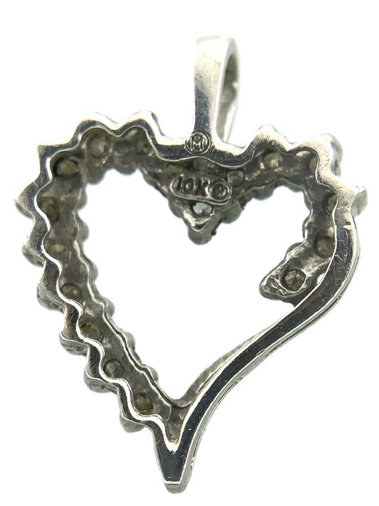 10K White Gold Heart Pendant Symbol of Love Charm AU082