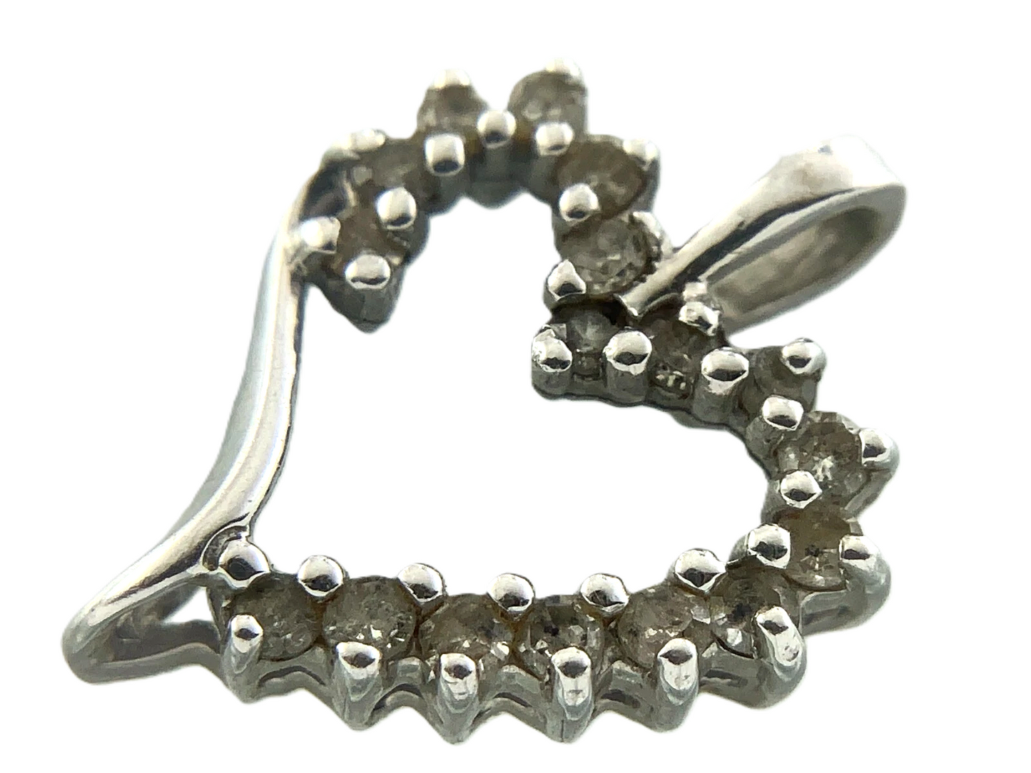 10K White Gold Heart Pendant Symbol of Love Charm AU082