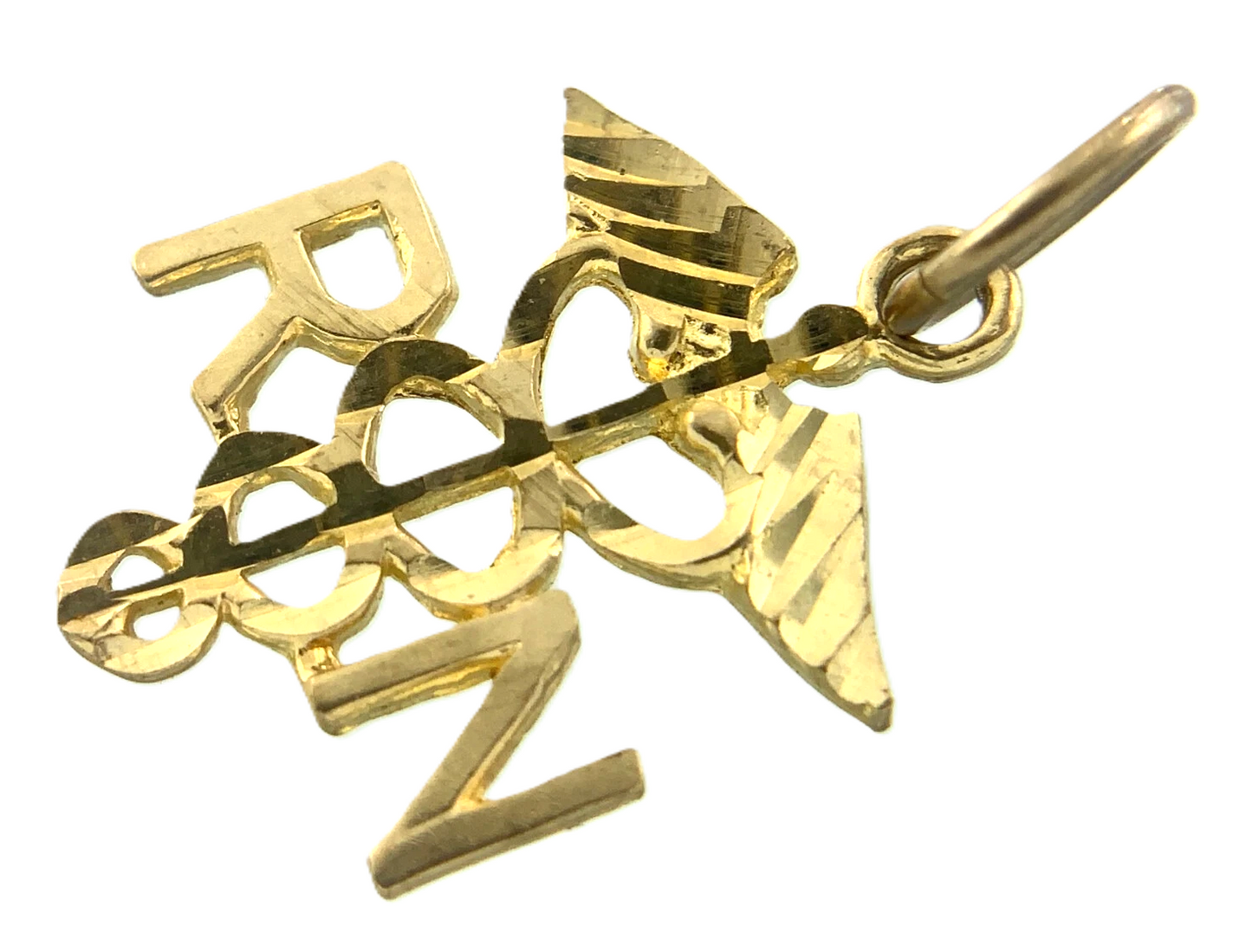 10K Yellow Gold Caduceus Pendant RN Registered Nurse Charm AU085