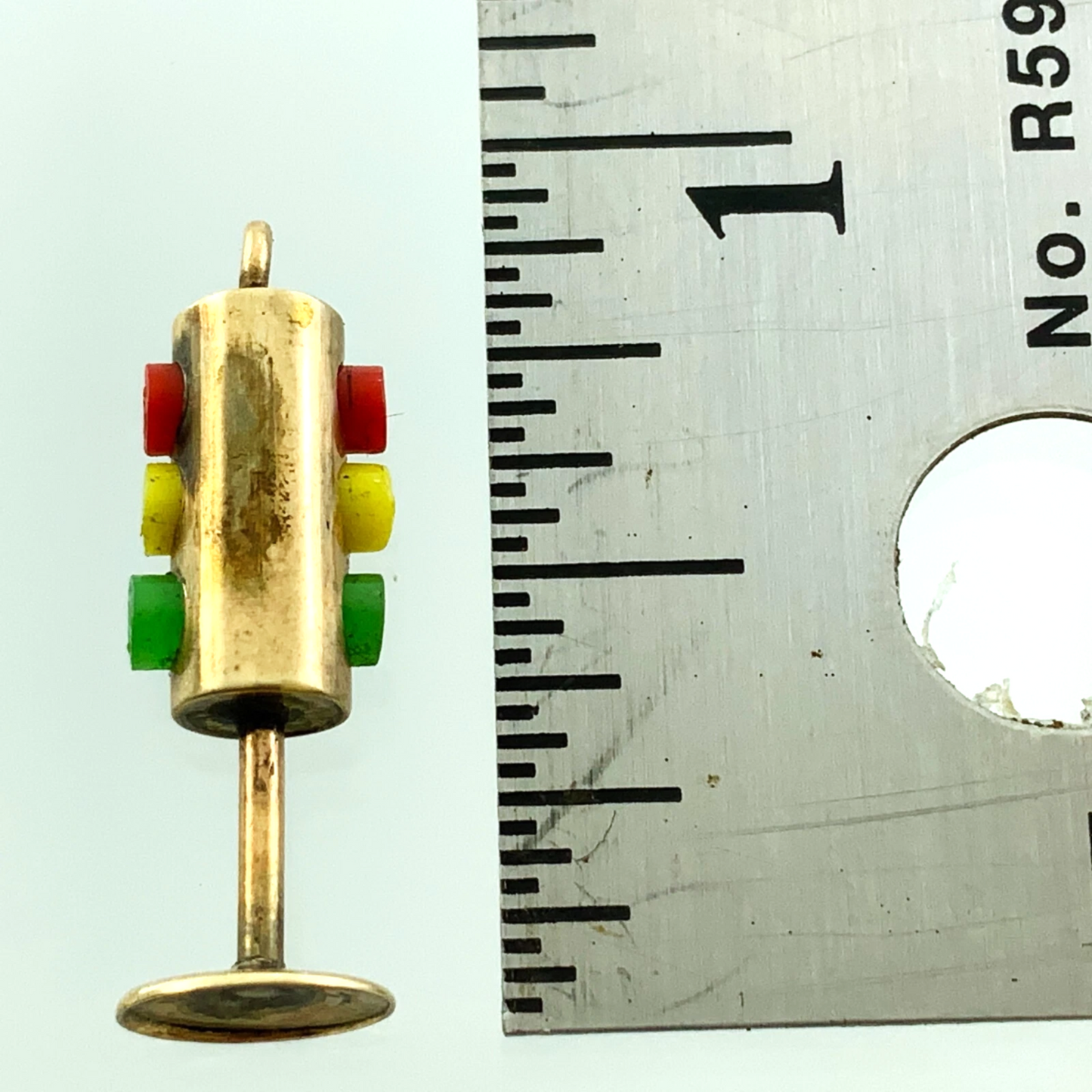 9K Yellow Gold Traffic Light Pendant Charm Tested AU087