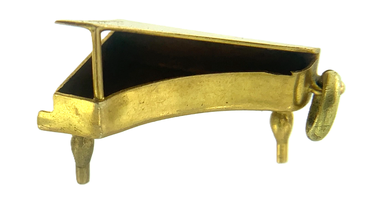 9K Yellow Gold Grand Piano Pendant Charm Tested AU088