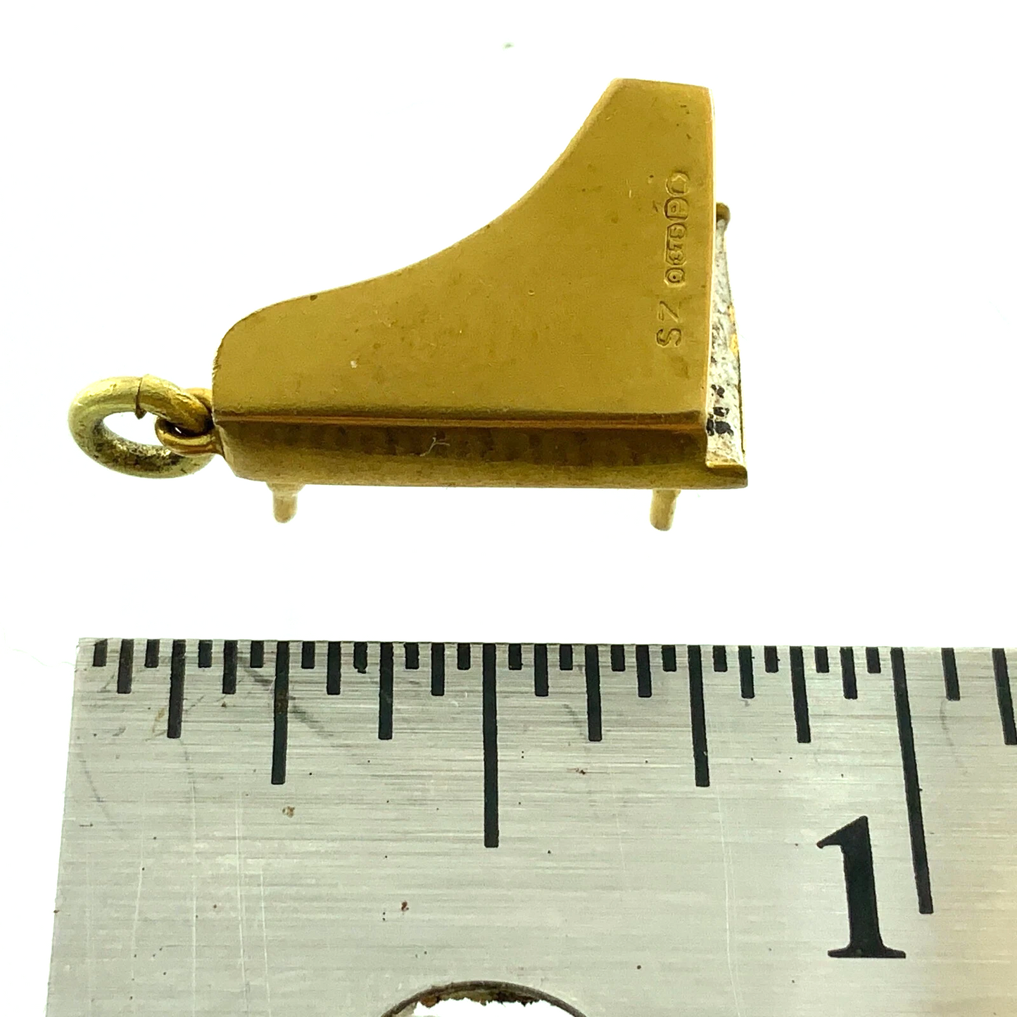 9K Yellow Gold Grand Piano Pendant Charm Tested AU088