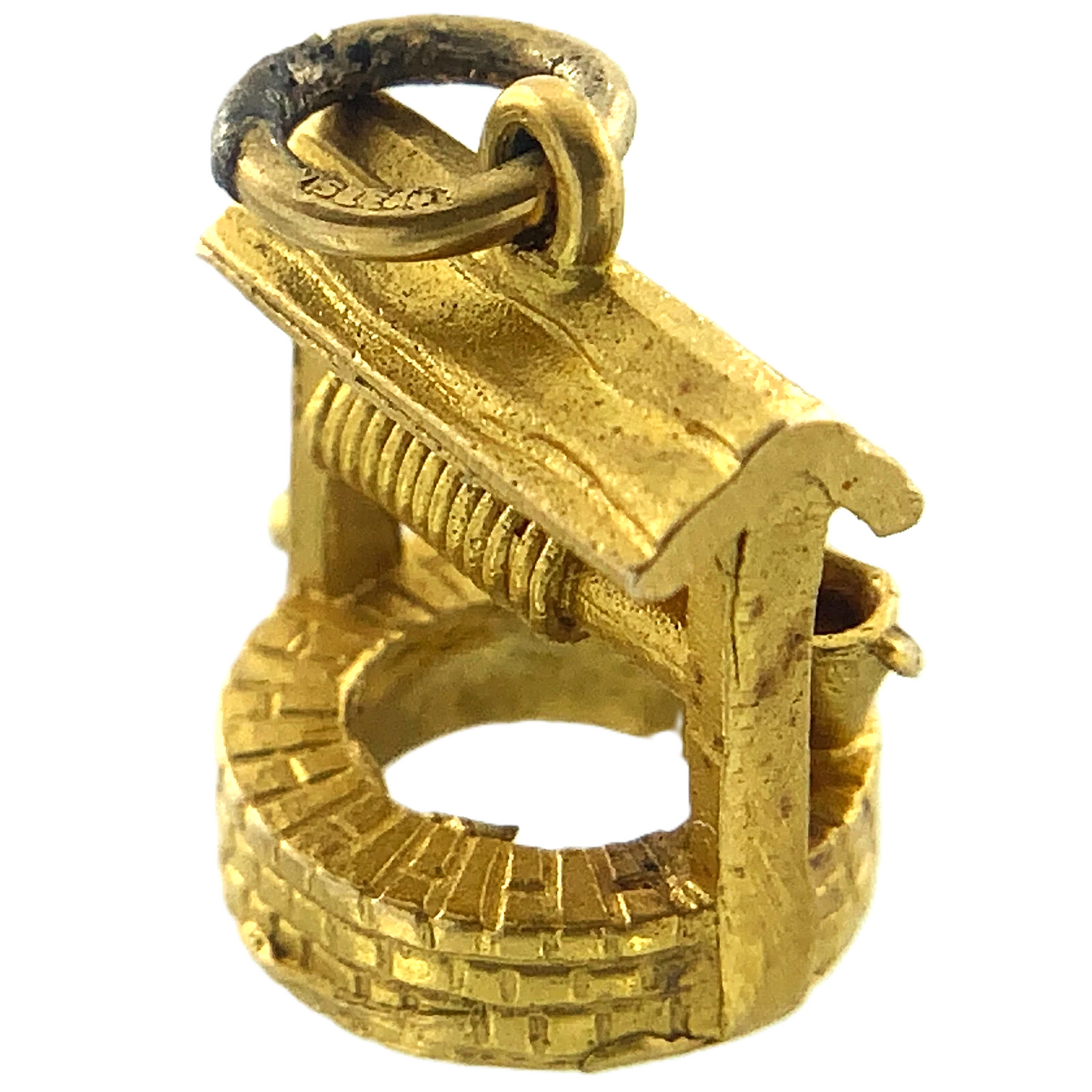 9K Yellow Gold Wishing Well Pendant Charm Tested AU092