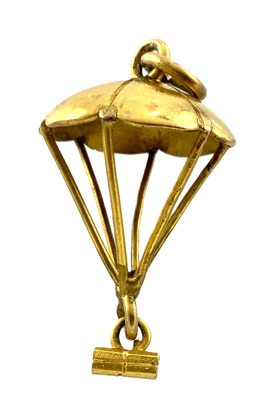 9K Yellow Gold Parachute Pendant Beautiful Package Drop Charm Tested AU096