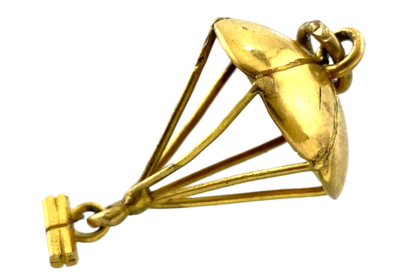 9K Yellow Gold Parachute Pendant Beautiful Package Drop Charm Tested AU096