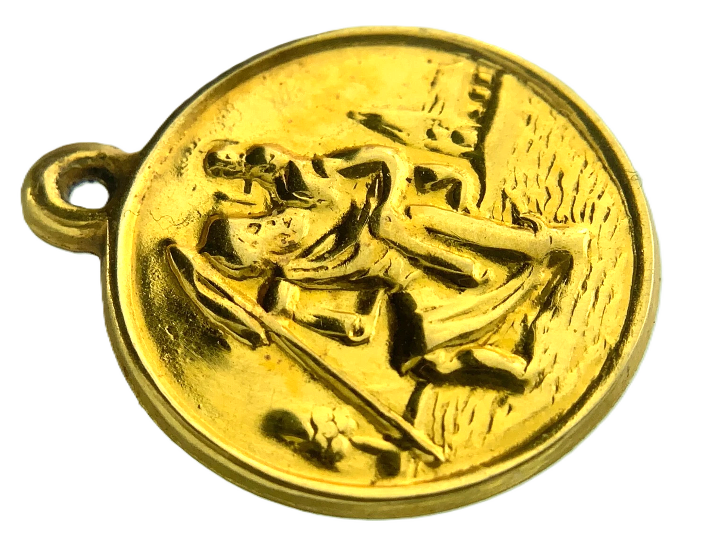 9K Yellow Gold St. Christopher Pendant Religious Charm Tested AU098