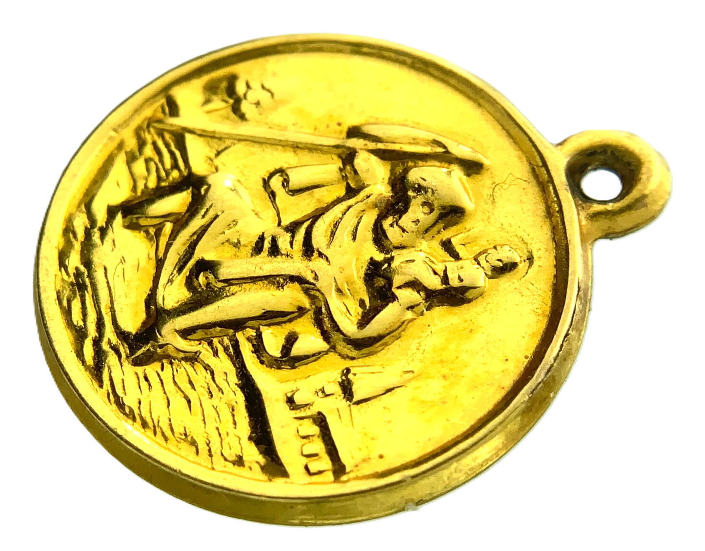 9K Yellow Gold St. Christopher Pendant Religious Charm Tested AU098