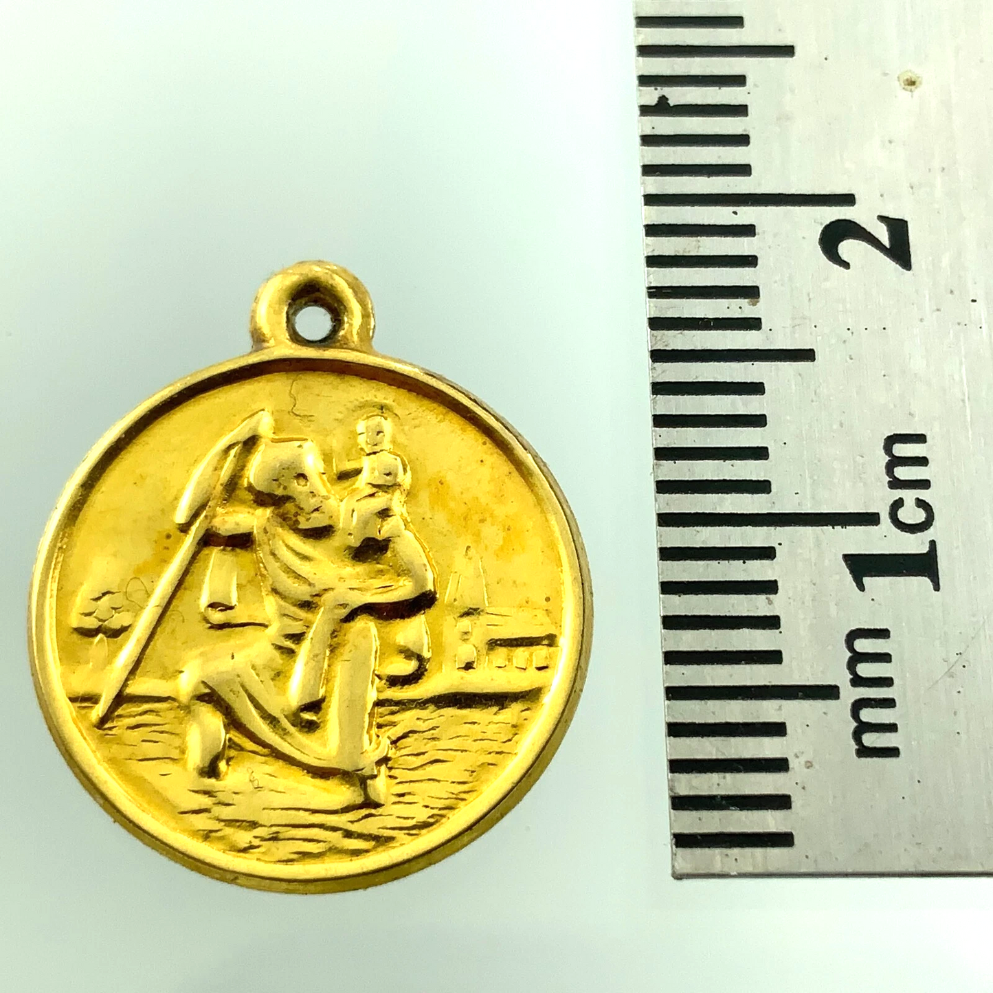 9K Yellow Gold St. Christopher Pendant Religious Charm Tested AU098