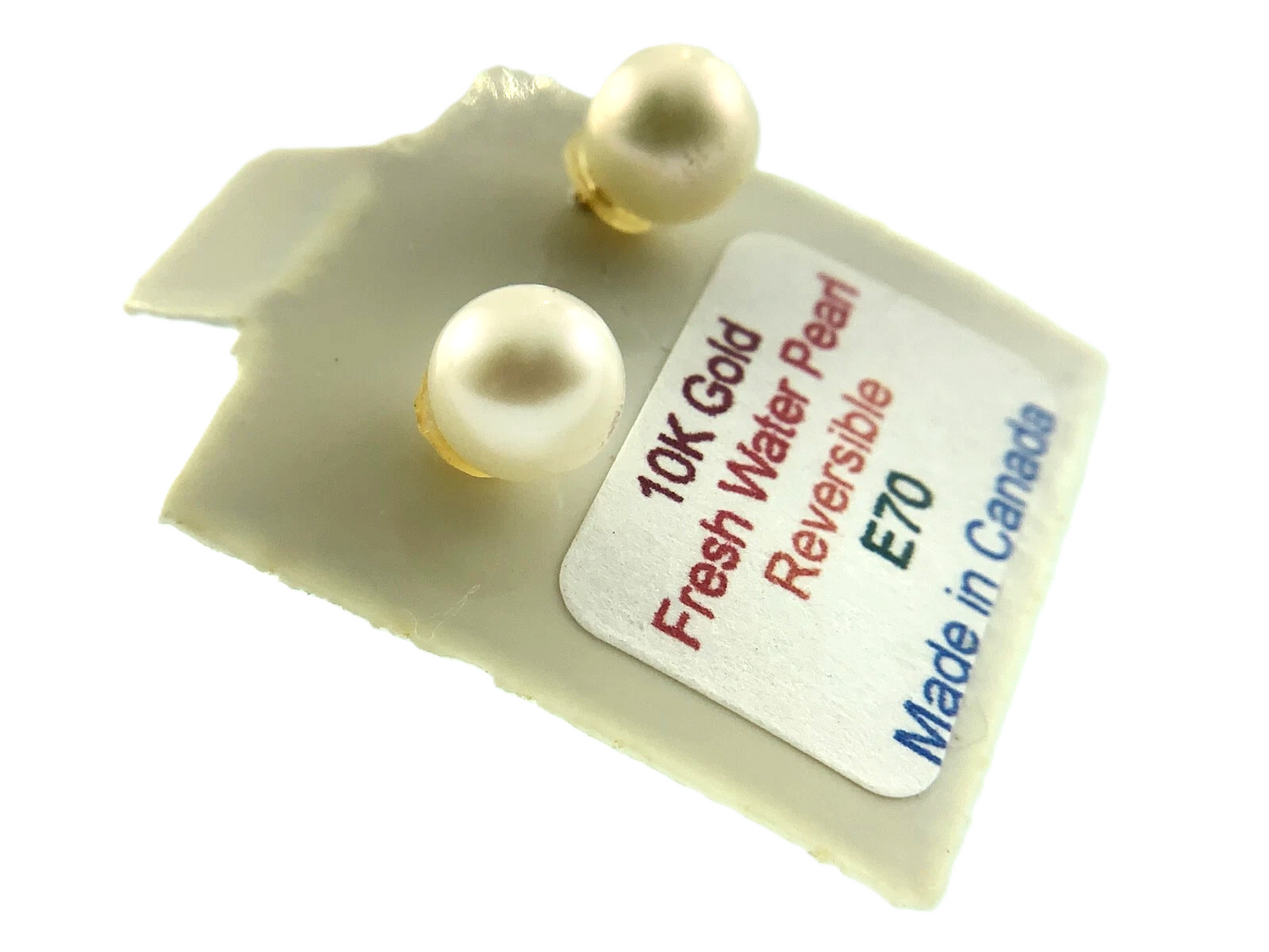10K Gold Fresh Water Pearl Reversible Stud Earrings Made in Canada AU099