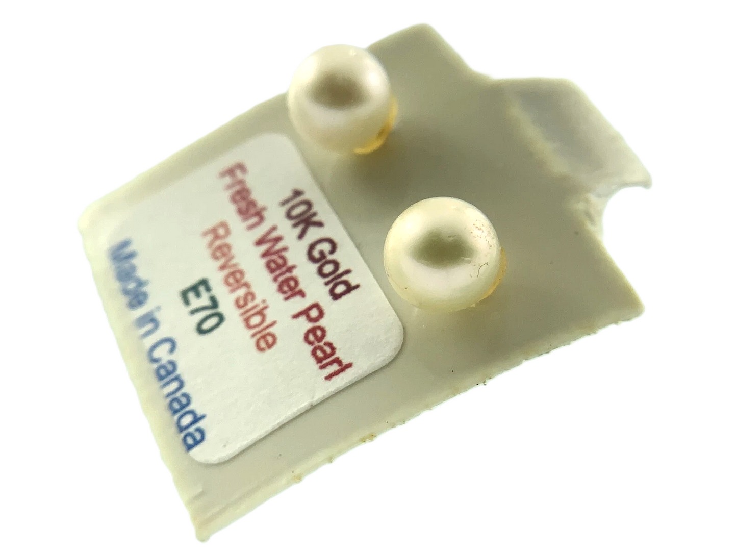 10K Gold Fresh Water Pearl Reversible Stud Earrings Made in Canada AU099